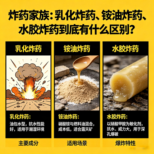 丰台炸药家族：乳化炸药、铵油炸药、水胶炸药到底有什么区别？
